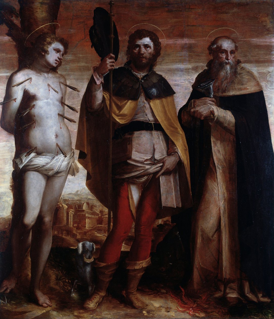 St. Roch, St. Sebastian og St. Anthony den store (maleri av Luca Cambiaso