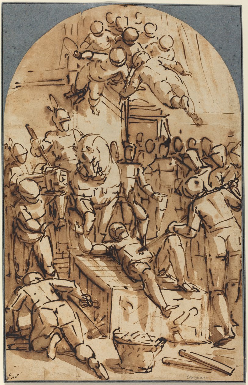 Saint Lawrences martyrium av Luca Cambiaso