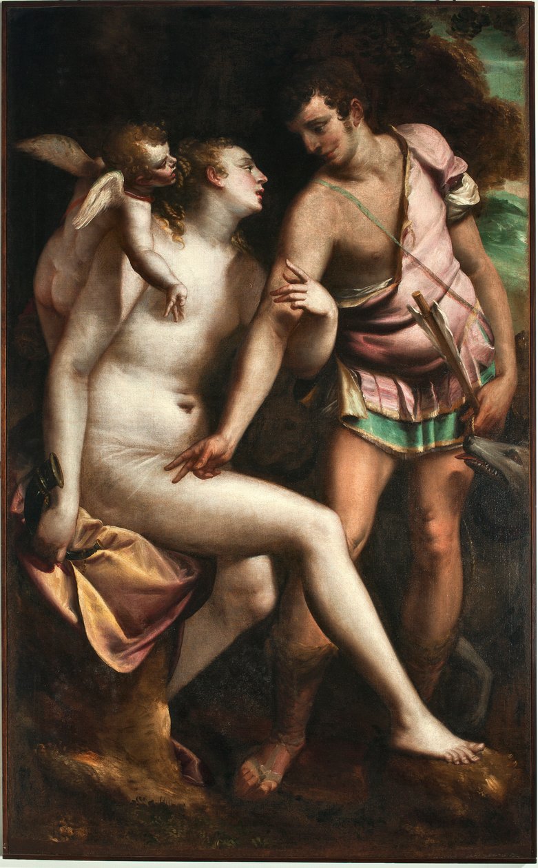 Venus og Adonis-maleri av Luca Cambiaso (1527-1585) 1500-tallets gener, Musei di Strada Nuova (tidligere Palazzo Bianco) av Luca Cambiaso