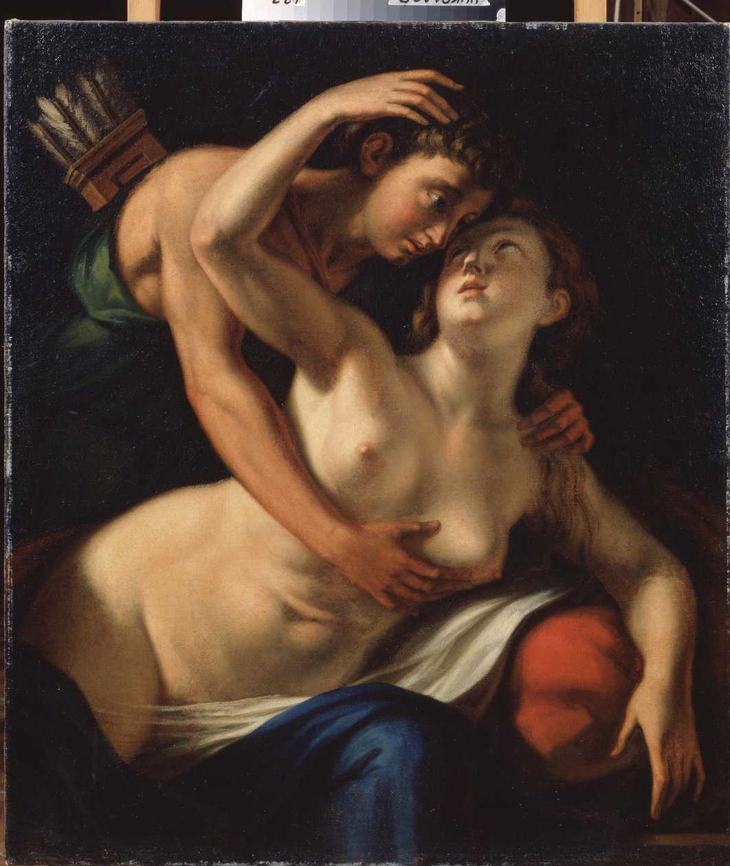 ""Venus og Adonis"" Maleri av Luca Cambiaso (eller Cambiasi, Cangiagio) dit Lucchetto da Genova) (1527-1585) 1500-tallet Mykolaiv (Nikolaiev) Regional Wereshchagin Art Museum, Ukraina av Luca Cambiaso