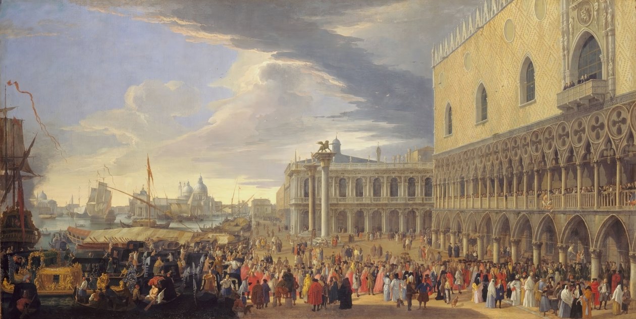 Jarlen av Manchesters ankomst til Venezia, 1707-1710. av Luca Carlevarijs