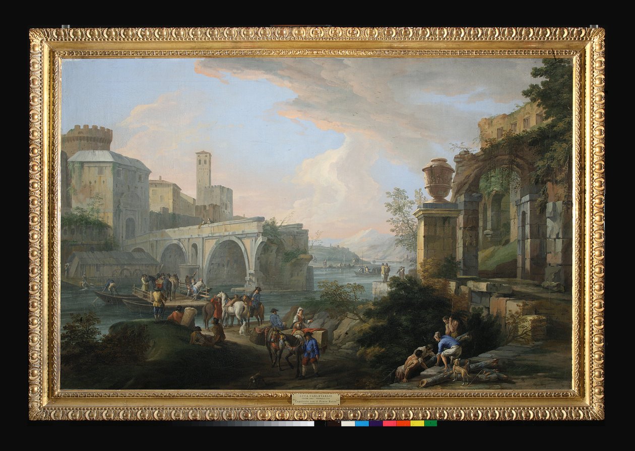 Capriccio med Ponte Rotto, ca. 1714 (olje på lerret) av Luca Carlevaris