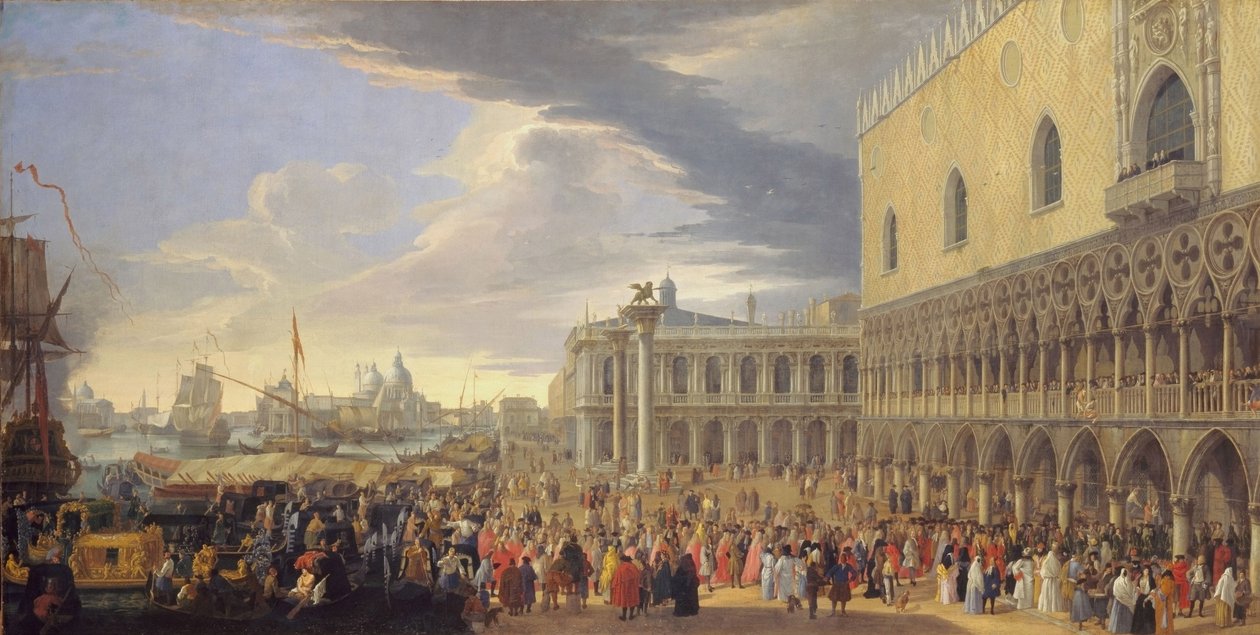 Ankomsten til jarlen av Manchester i Venezia, 1707-10 av Luca Carlevaris