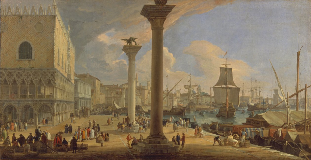Moloen med hertugpalasset, ca. 1710 av Luca Carlevaris
