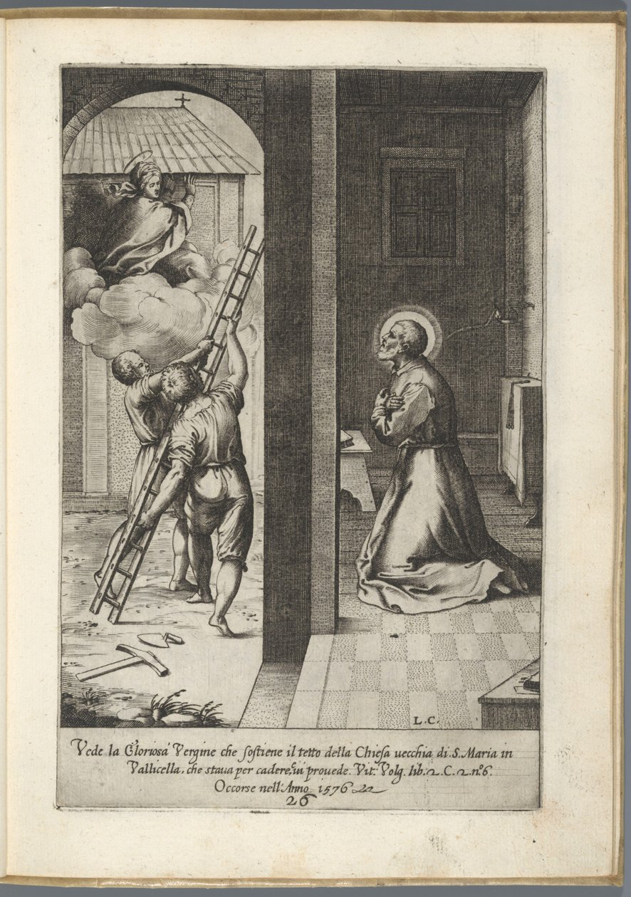 Filippo Neri ser Maria bære taket på Santa Maria i Vallicella Life of Saint Filippo Neri (serietittel) av Luca Ciamberlano