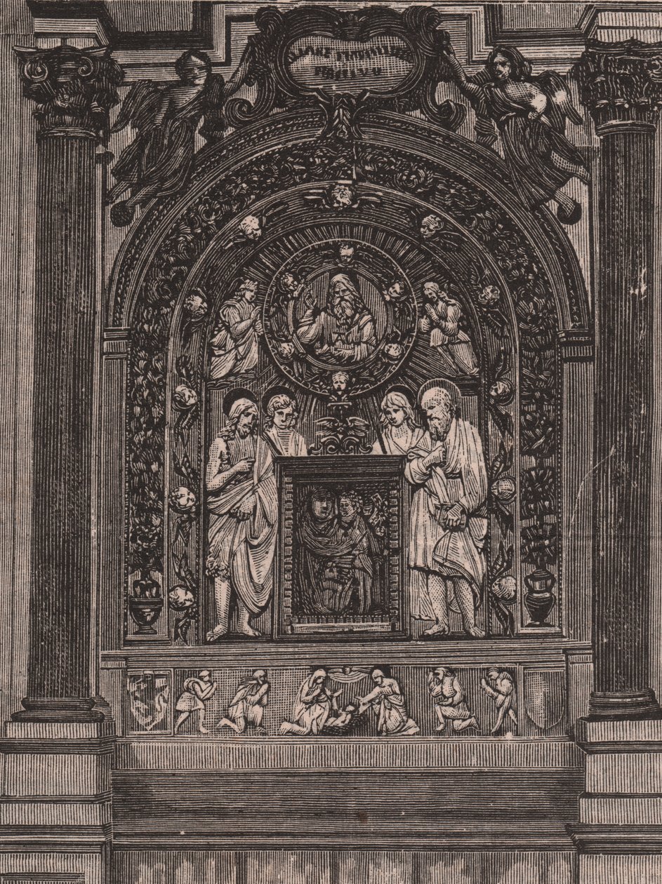 Alter for kirken Santa Maria delle Grazie, av Luca della Robbia, Montepulciano, Toscana, Italia, tresnitt fra Le cento citta d