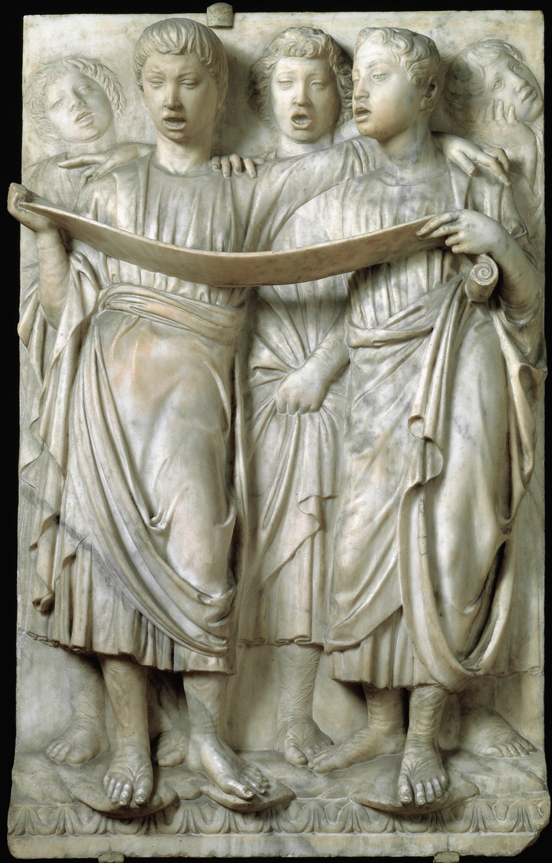 La cantoria eller barn som synger i kor - Marmorrelieff, av Luca della Robbia (ca. 1400-1482), Quattrocento av Luca Della Robbia