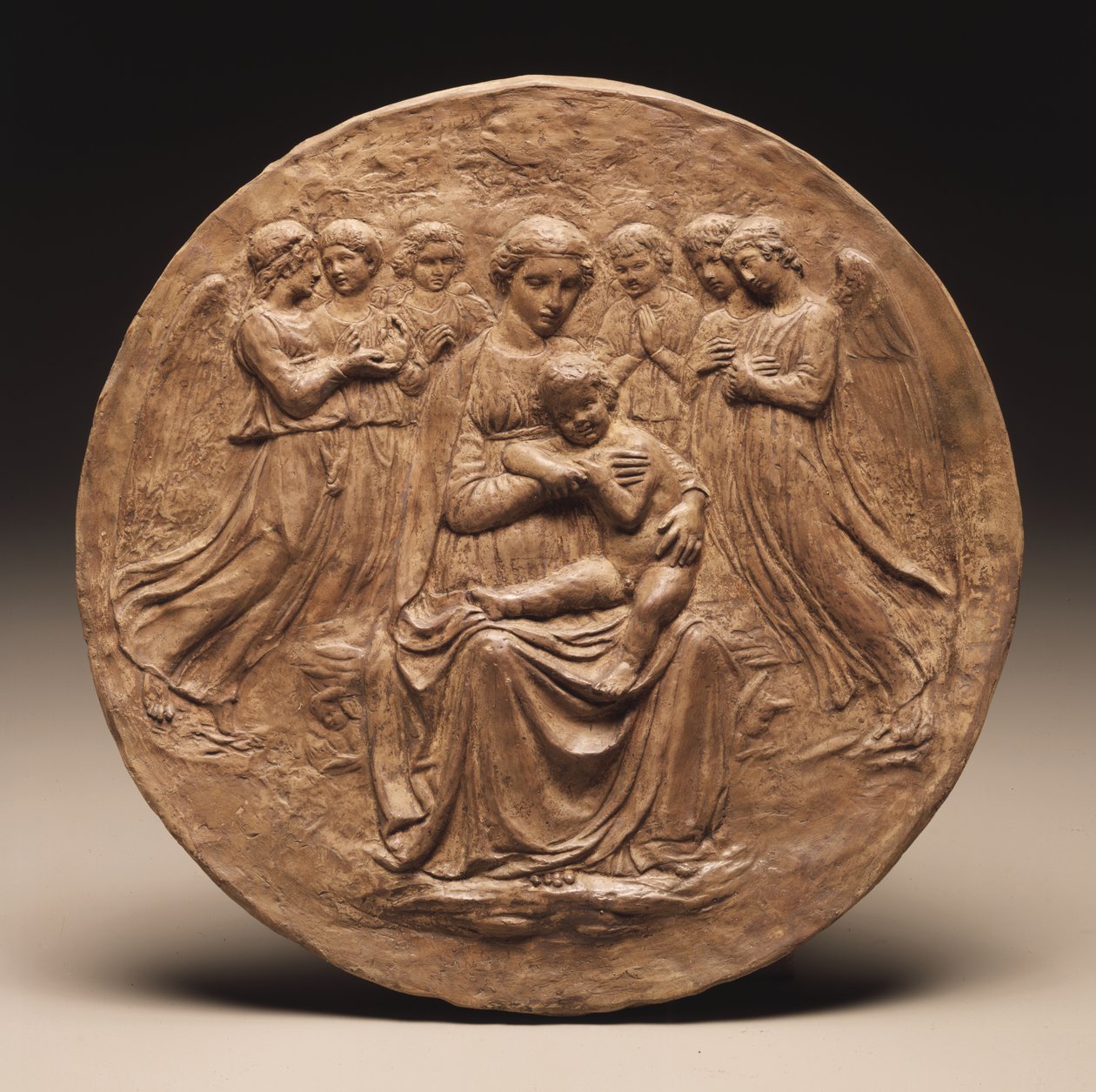 Madonna og barn med seks engler, ca. 1860 av Luca Della Robbia