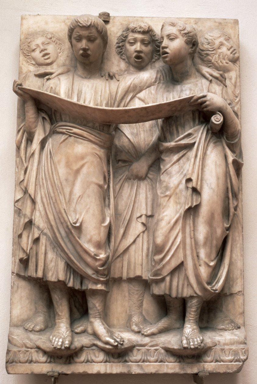 Syngende engler, relieff fra Cantoria av Luca della Robbia (1400-82), ca. 1435 (marmor) av Luca Della Robbia