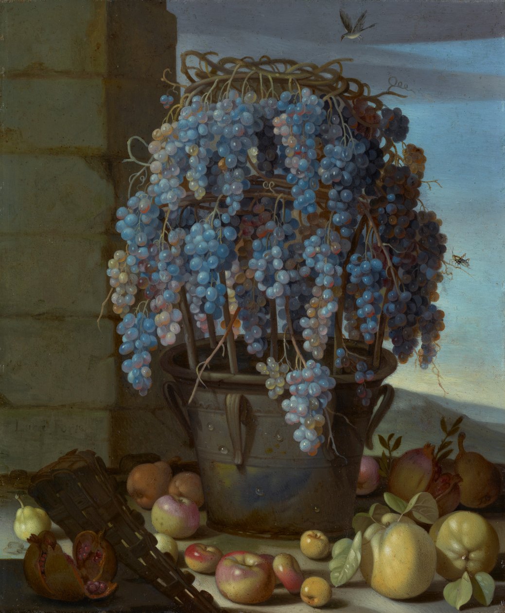 Stilleben med druer og annen frukt av Luca Forte