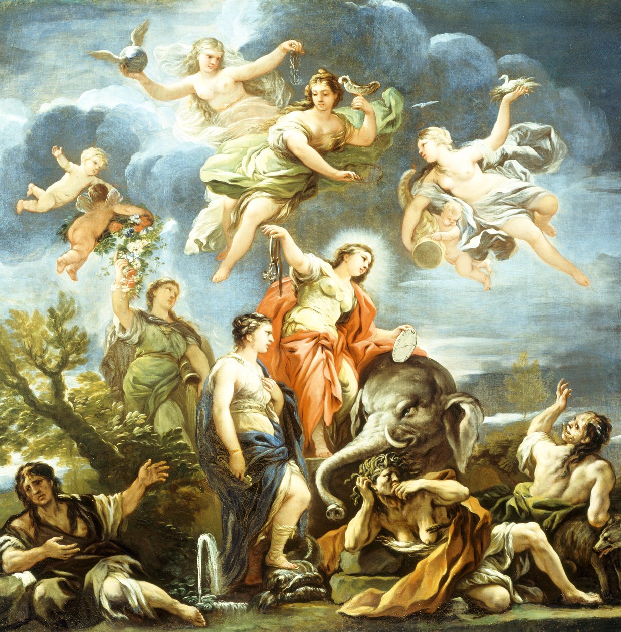 Allegory of Temperance, av Luca Giordano, olje på lerret av Luca Giordano
