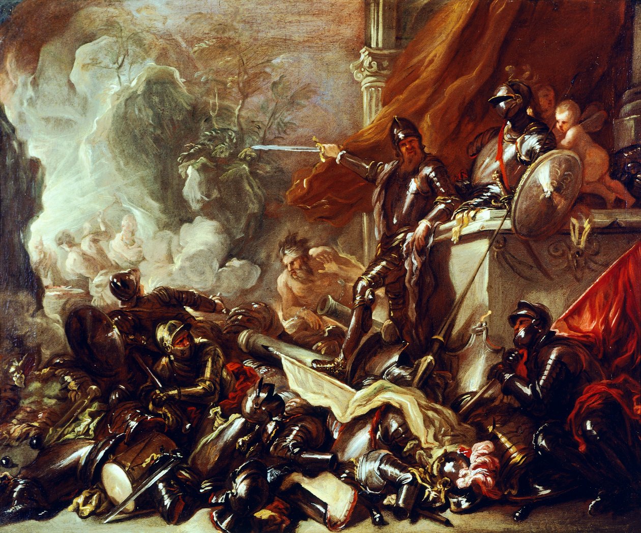 Allegory of War, av Luca Giordano (1634-1705), olje på lerret, 61x50 cm av Luca Giordano
