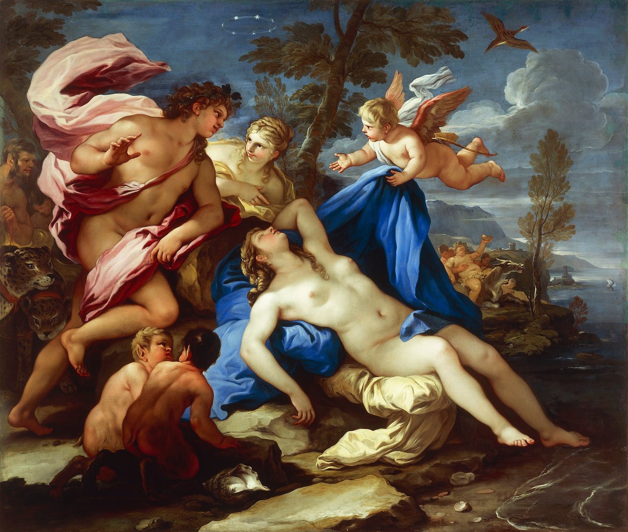Bacchus og Ariadne, av Luca Giordano, olje på lerret av Luca Giordano
