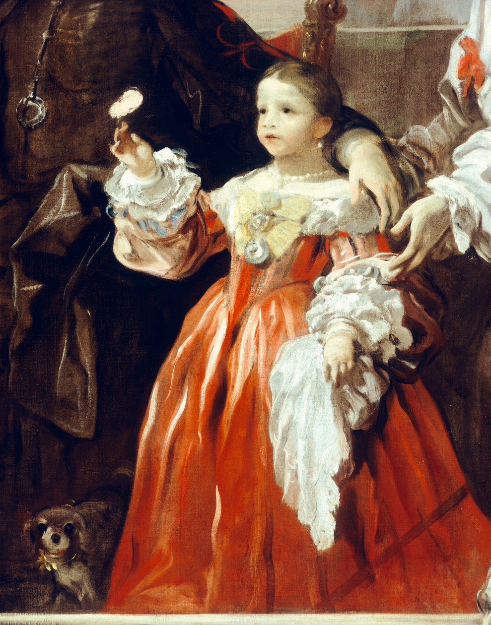 Barndomsfigur, detalj fra Homage til Velazquez for greven av Santiesteban av Luca Giordano