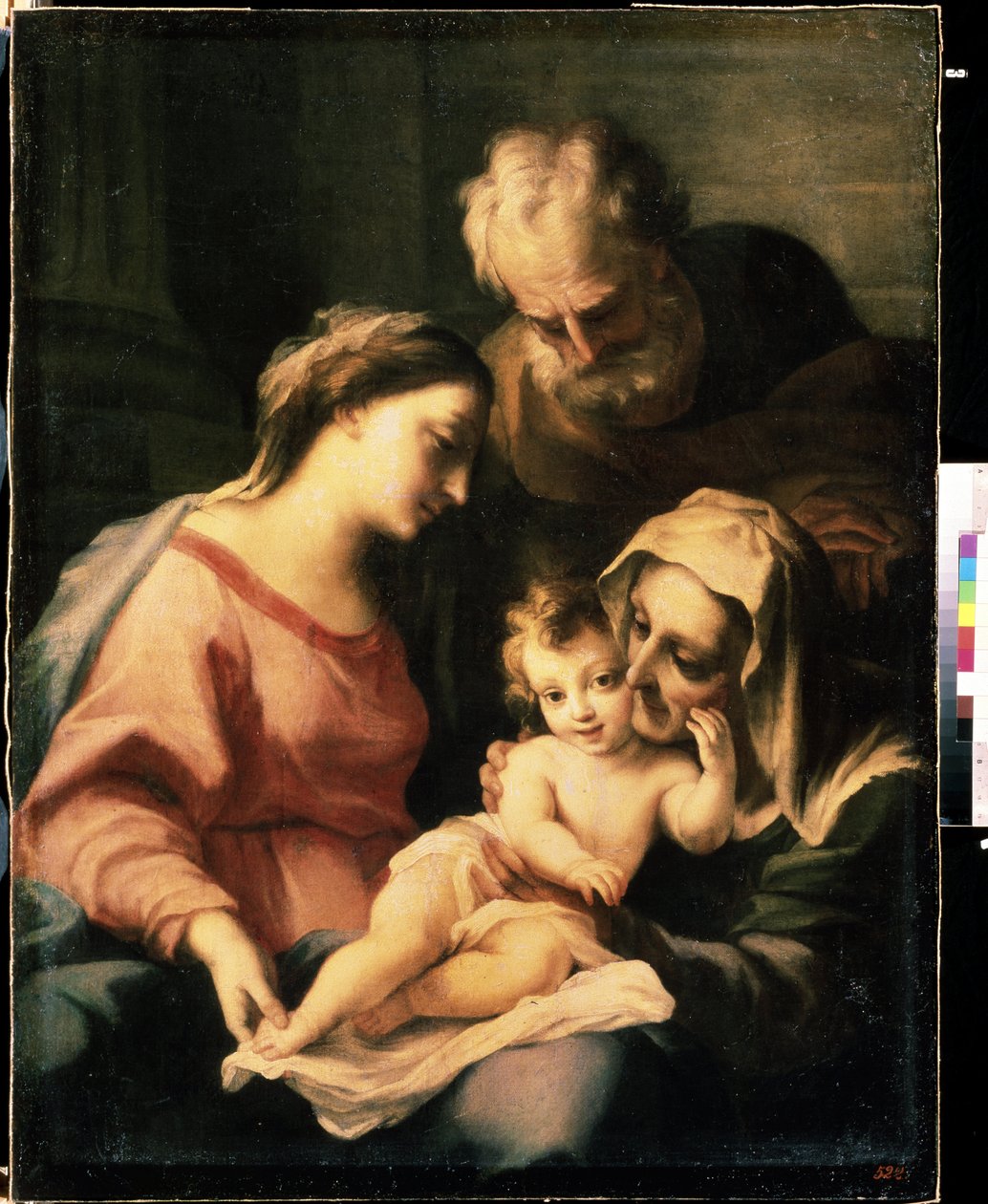 ""Den hellige familie med Saint Elizabeth"" (Den hellige familie) Maleri av Luca Giordano (1632-1705) Mikhail Kroshitsky kunstmuseum fra 1600-tallet, Sevastopol (Sevastopol) Ukraina av Luca Giordano