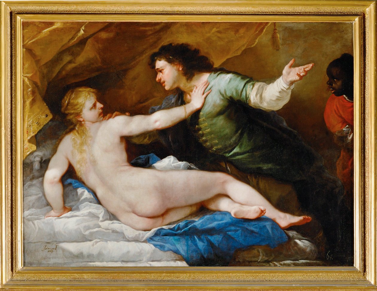 Lucretia og Sextus Tarquinius (maleri på lerret) av Luca Giordano