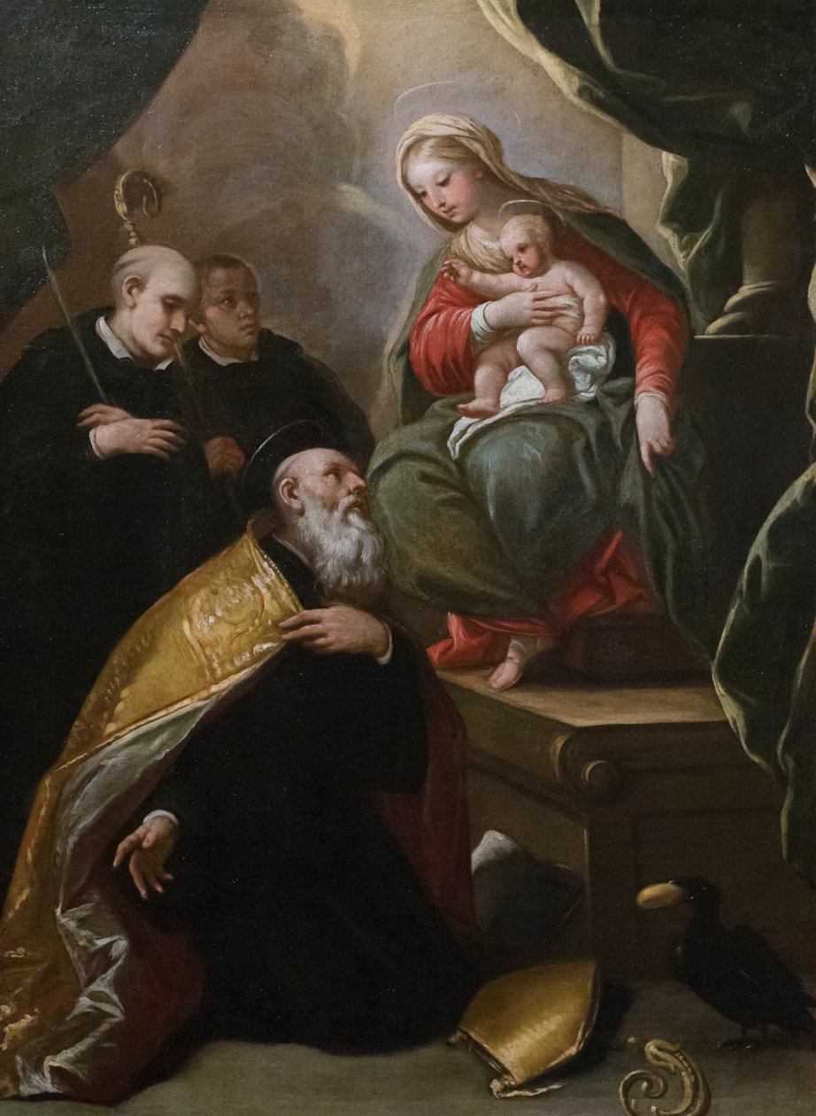 Madonna og barn med helgener av Luca Giordano