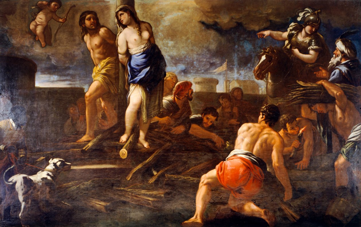Olindo and Sophronia av Luca Giordano (1632-1705), olje på lerret av Luca Giordano