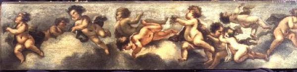 Putti disporting (papir på lerret) (se også 67092-94) av Luca Giordano