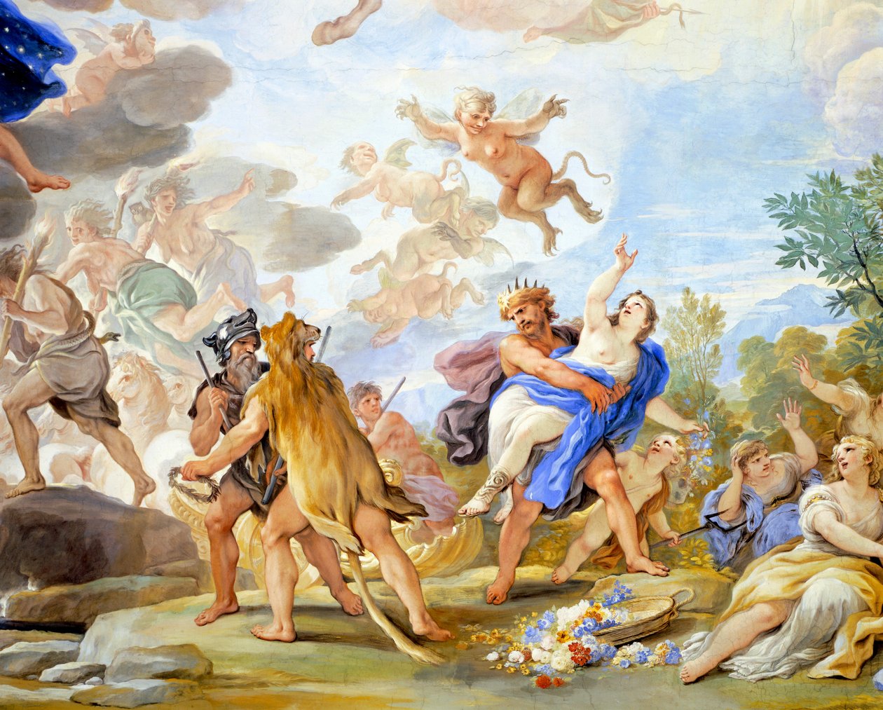 Voldtekt av Proserpina, detalj av syklus av fresker i Hall of Mirrors av Luca Giordano (1634-1705), freskomaleri, Palazzo Medici Riccardi, Firenze av Luca Giordano