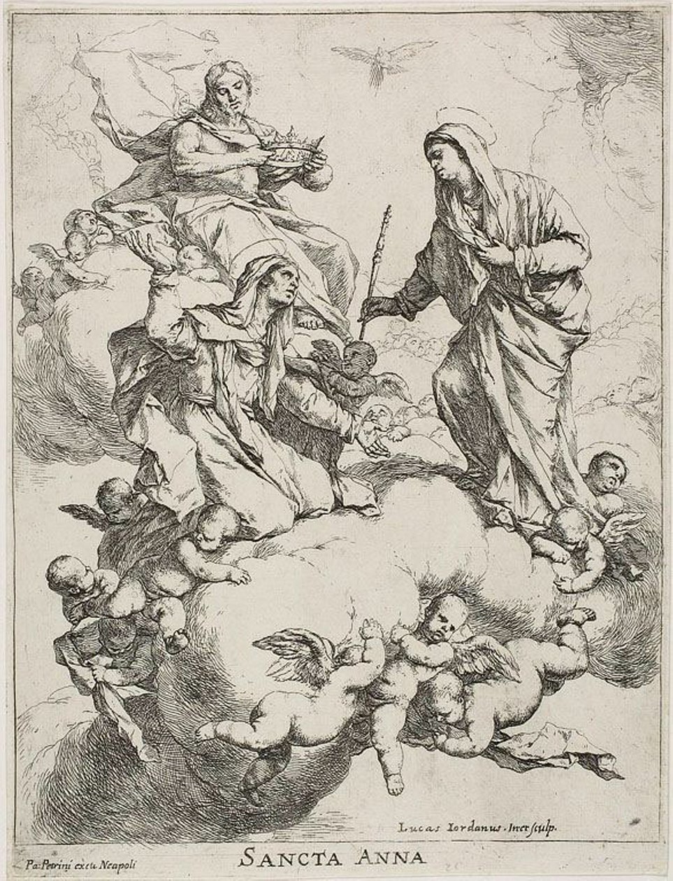 Saint Anne mottatt i himmelen av Kristus og jomfruen av Luca Giordano