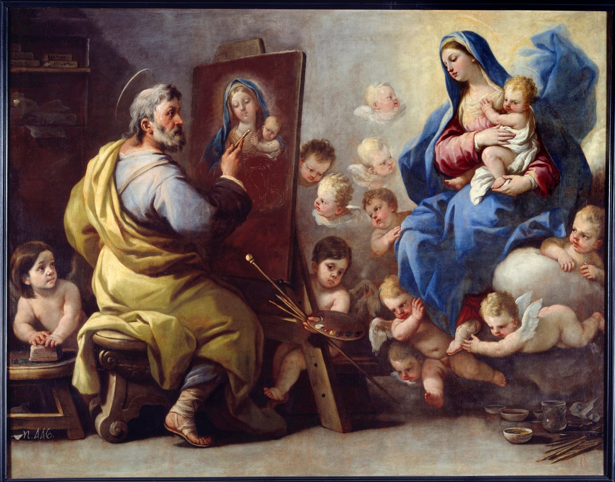 Saint Luke maler jomfrumaleriet av Luca Giordano (Fa Pesto) (1632-1705) Brest fra 1600-tallet, Museum of Fine Arts av Luca Giordano
