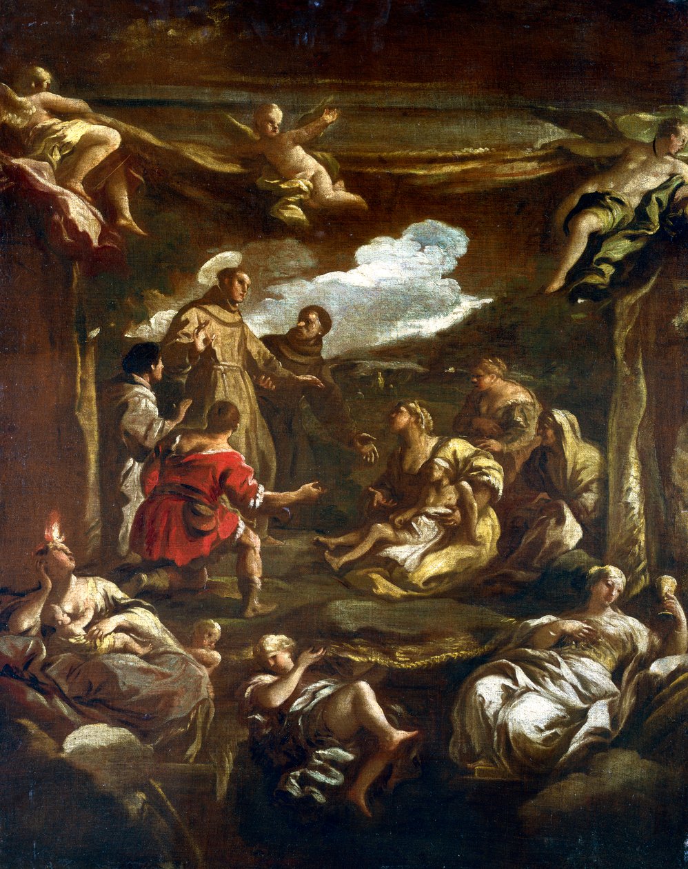 'St. Antonius av Padua helbreder en ung mann', c1654-1705 av Luca Giordano