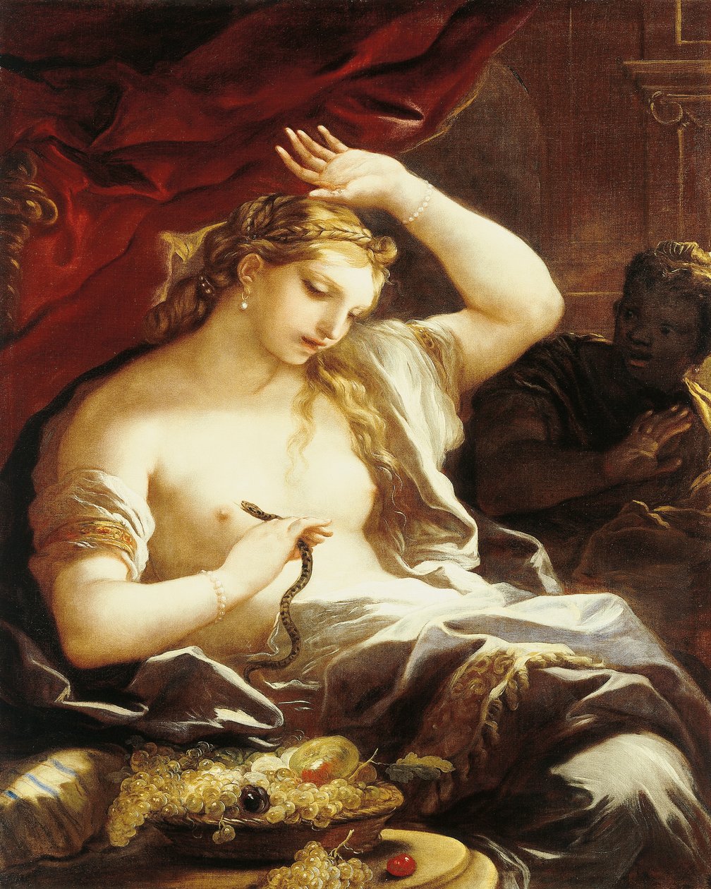 The Death of Cleopatra, av Luca Giordano, olje på lerret av Luca Giordano