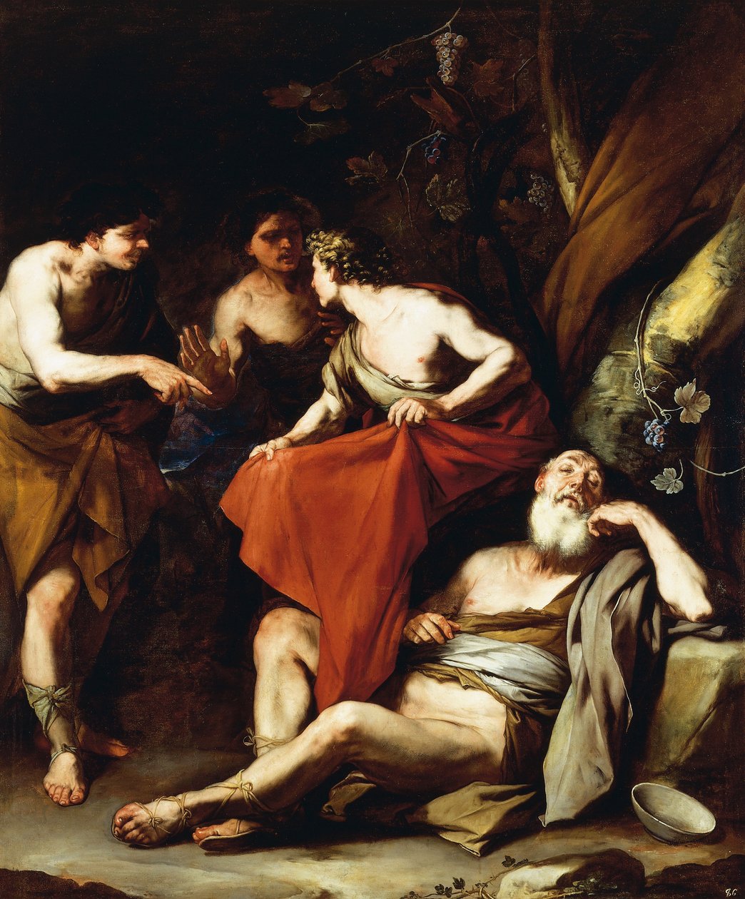 The Drunkenness of Noah, av Luca Giordano, olje på lerret av Luca Giordano
