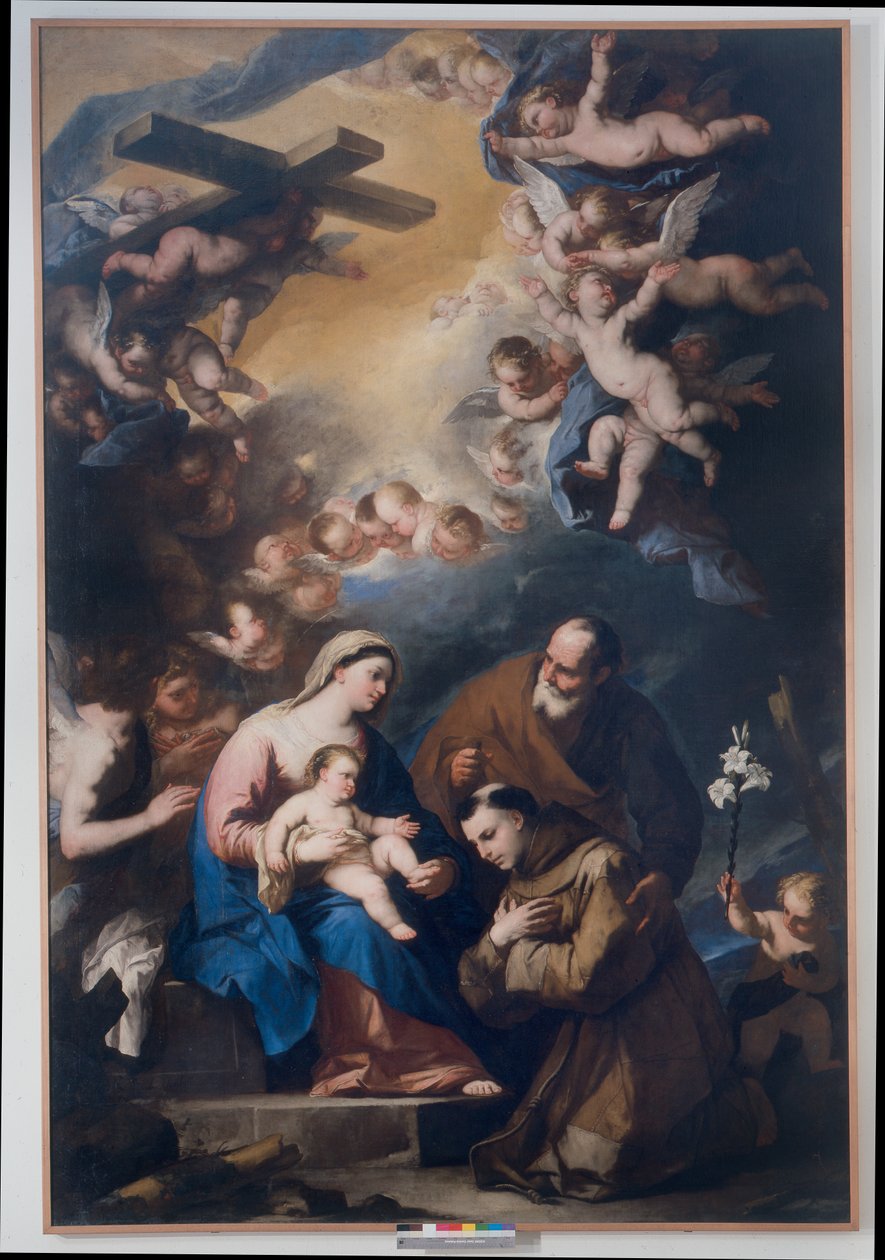 Den hellige familie æret av St. Antonius av Padua av Luca Giordano