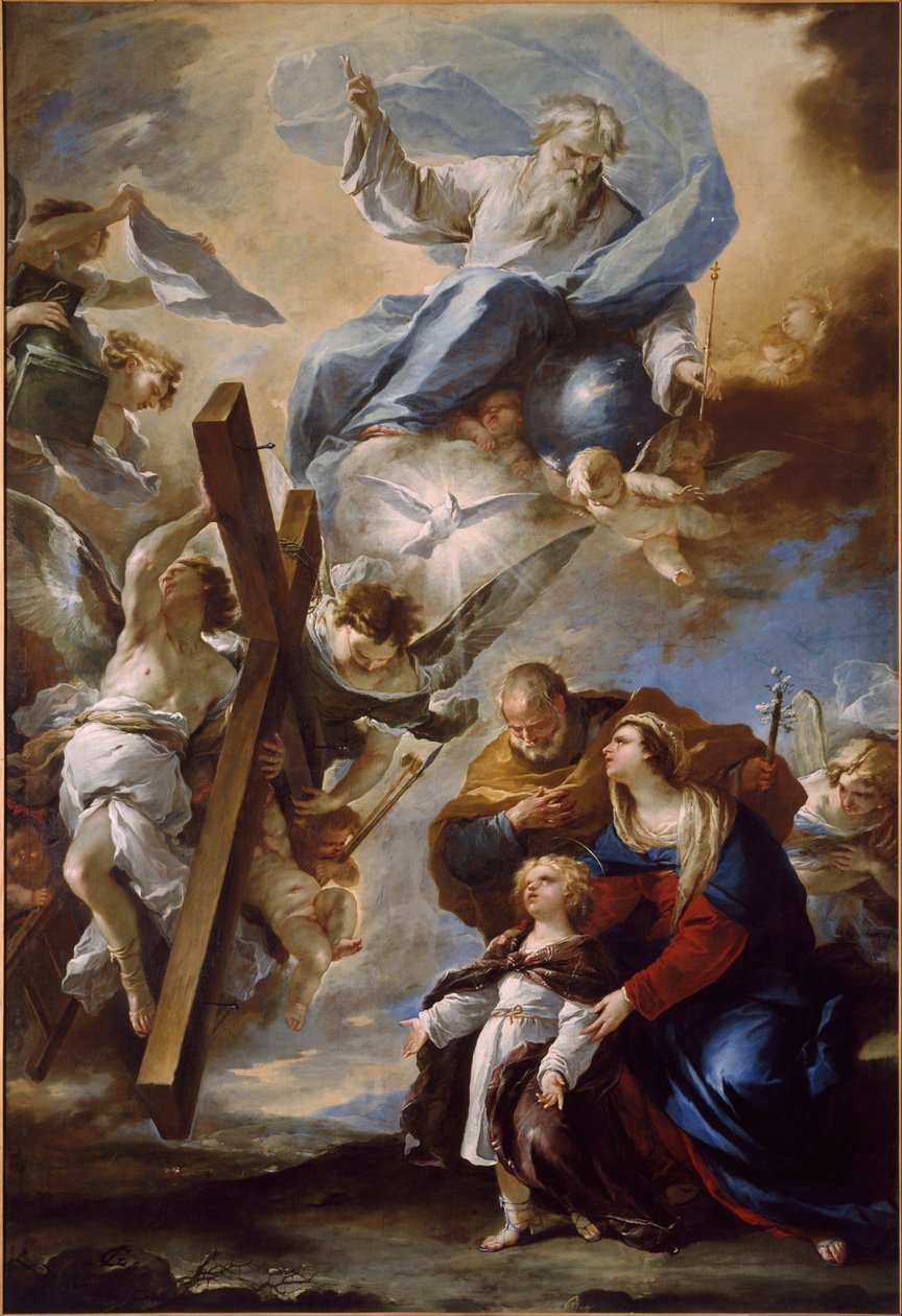 Den hellige familie med lidenskapens symboler, ca. 1660. av Luca Giordano