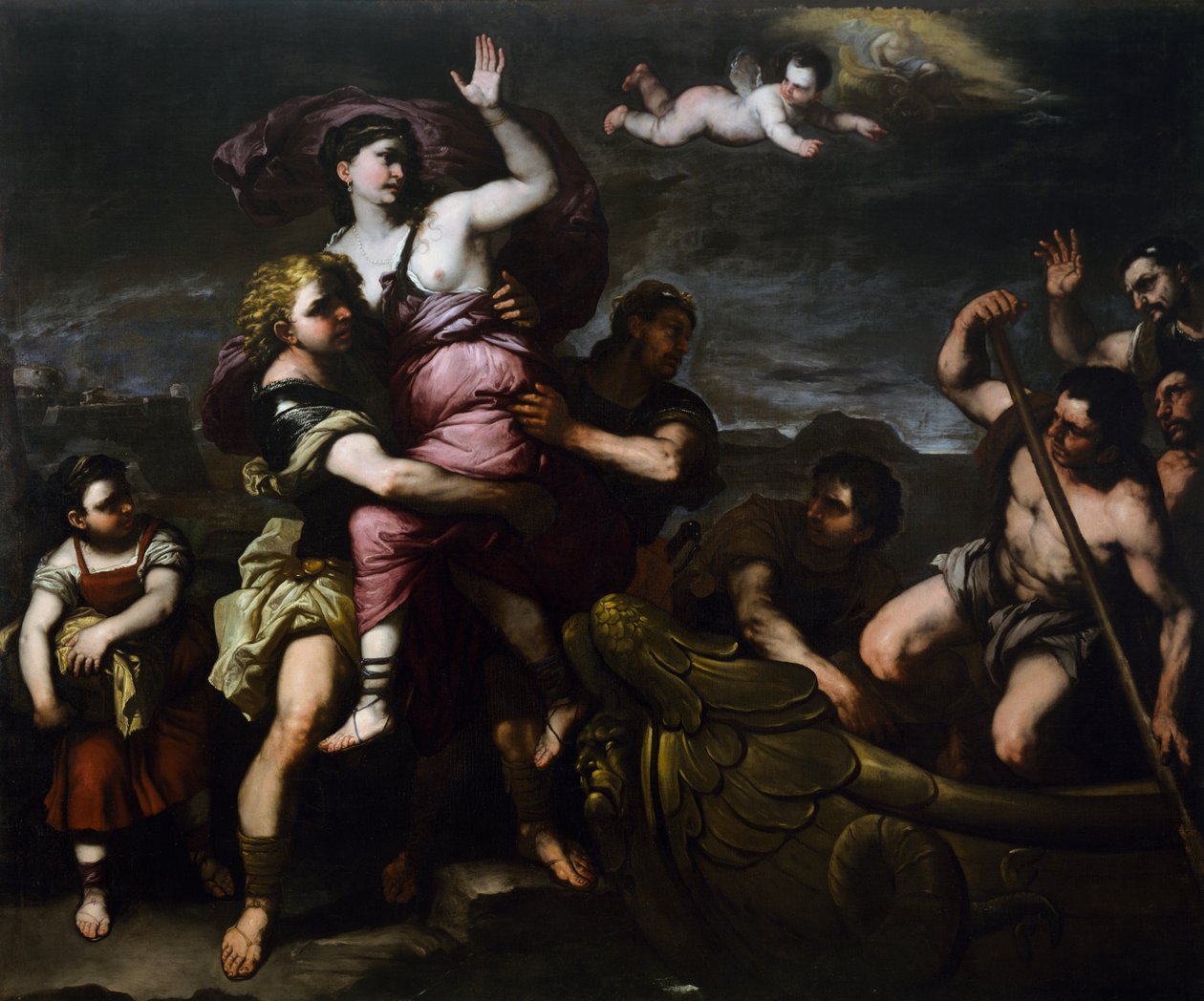 The Rape of Helen, ca 1665, av Luca Giordano (1632-1705), olje på lerret, 254x310 cm, Italia av Luca Giordano