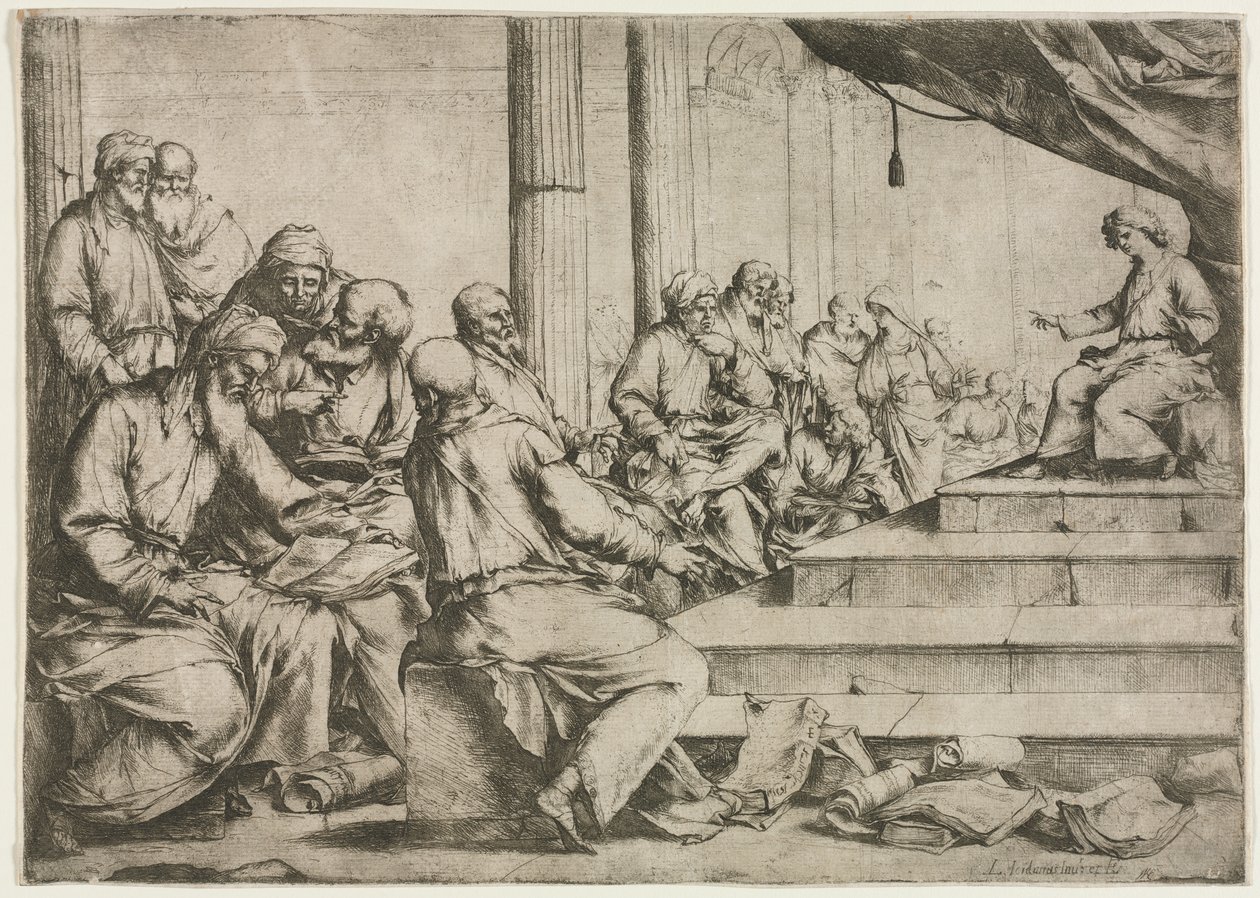 Den unge Kristus underviser i templet av Luca Giordano