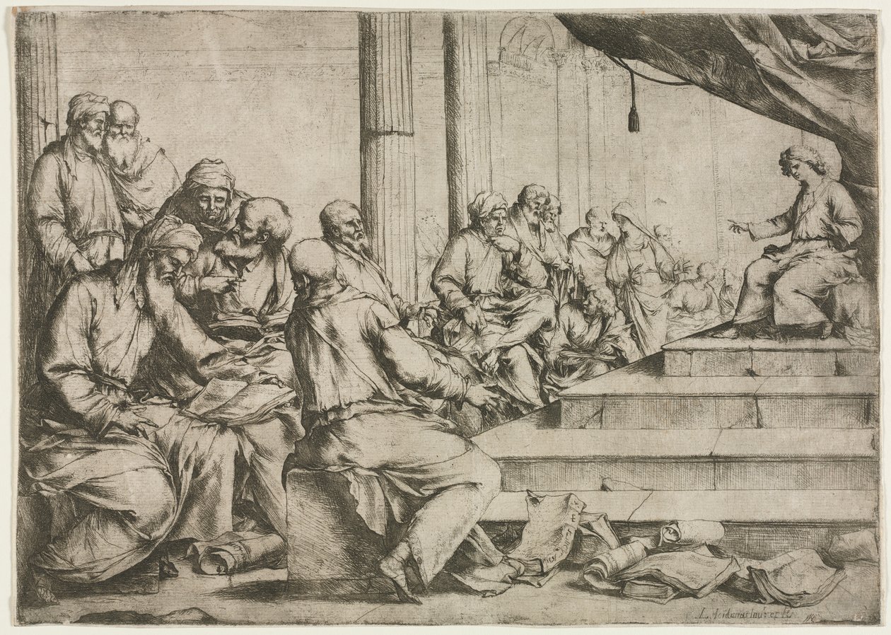 Den unge Kristus underviser i templet, ca. 1653. av Luca Giordano