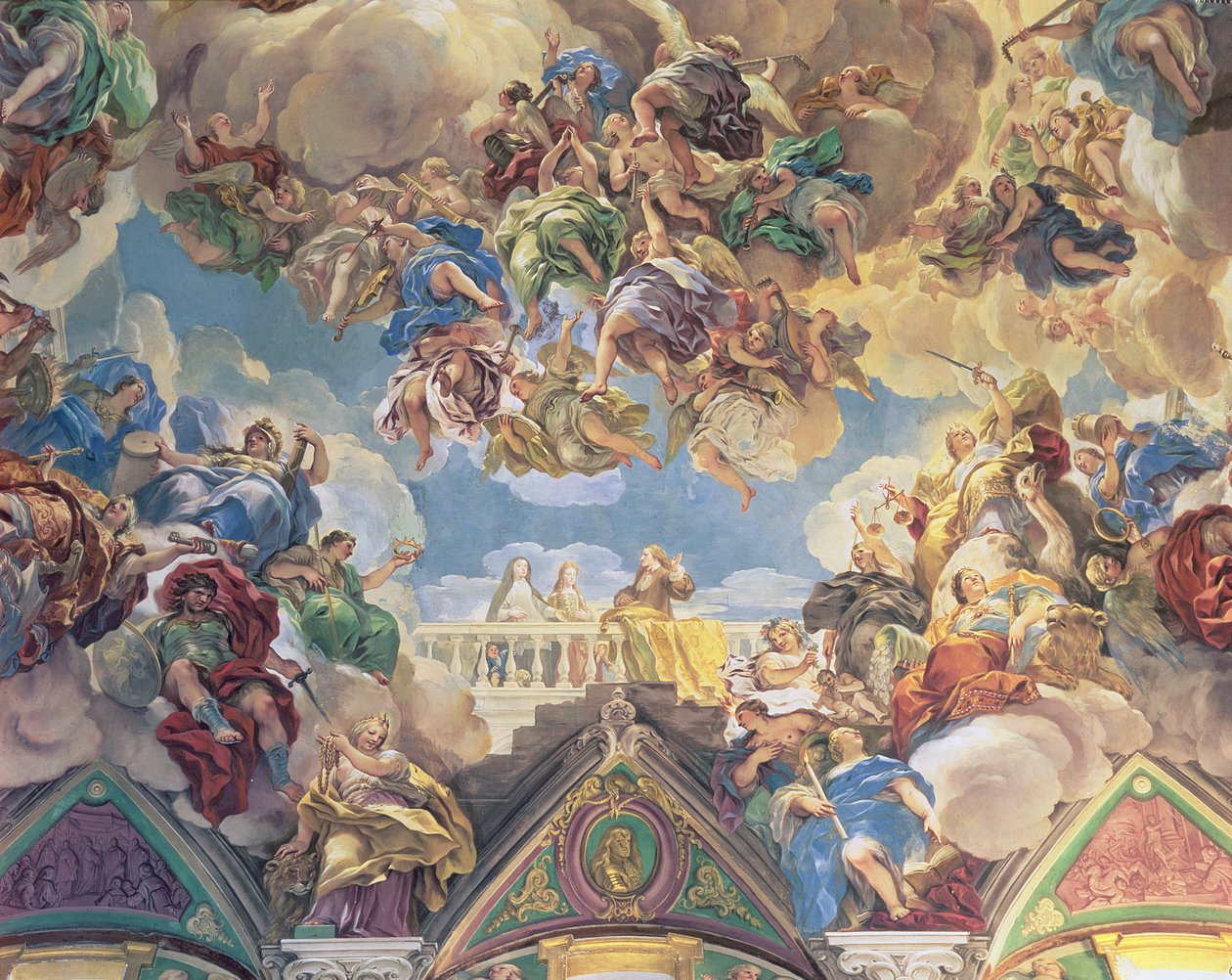 Triumph of the Habsburgs (nedre del av taket) av Luca Giordano