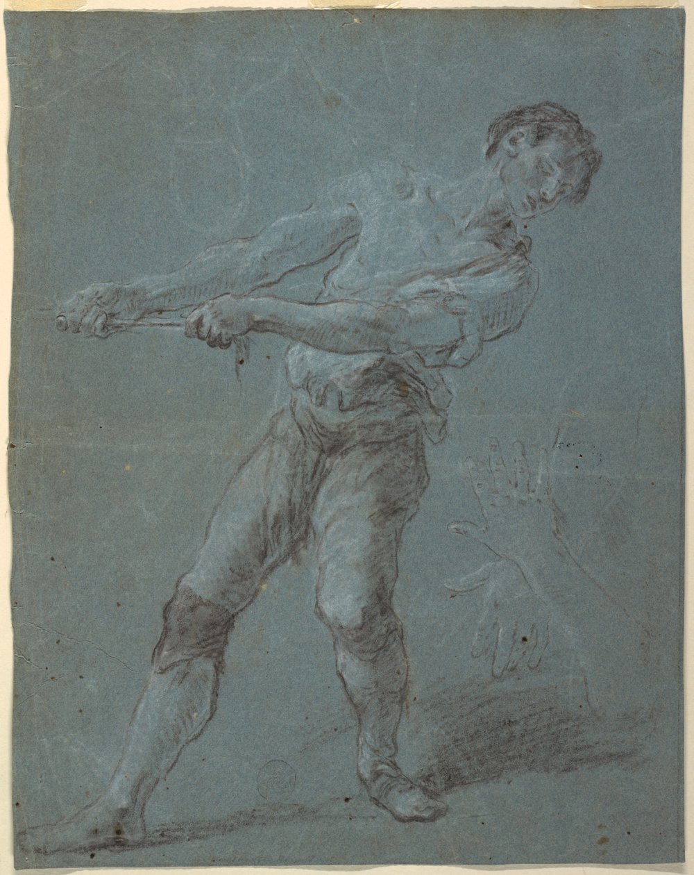 Ung mann trekker et tau av Luca Giordano