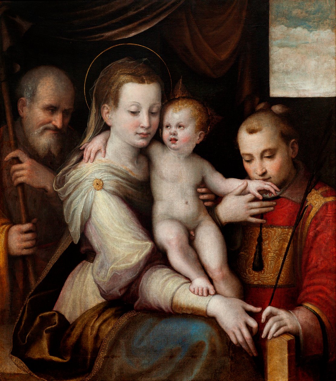 Den hellige familie med Saint Stephen, ca. 1560. av Luca Longhi