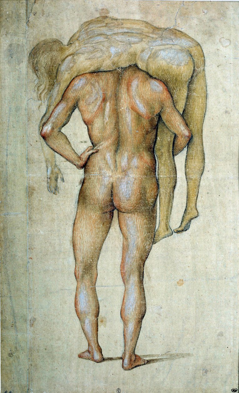 En mann iført kropp Tegning av Luca Signorelli (1441-1523) Paris fra 1400-tallet, Louvre-museet av Luca Signorelli