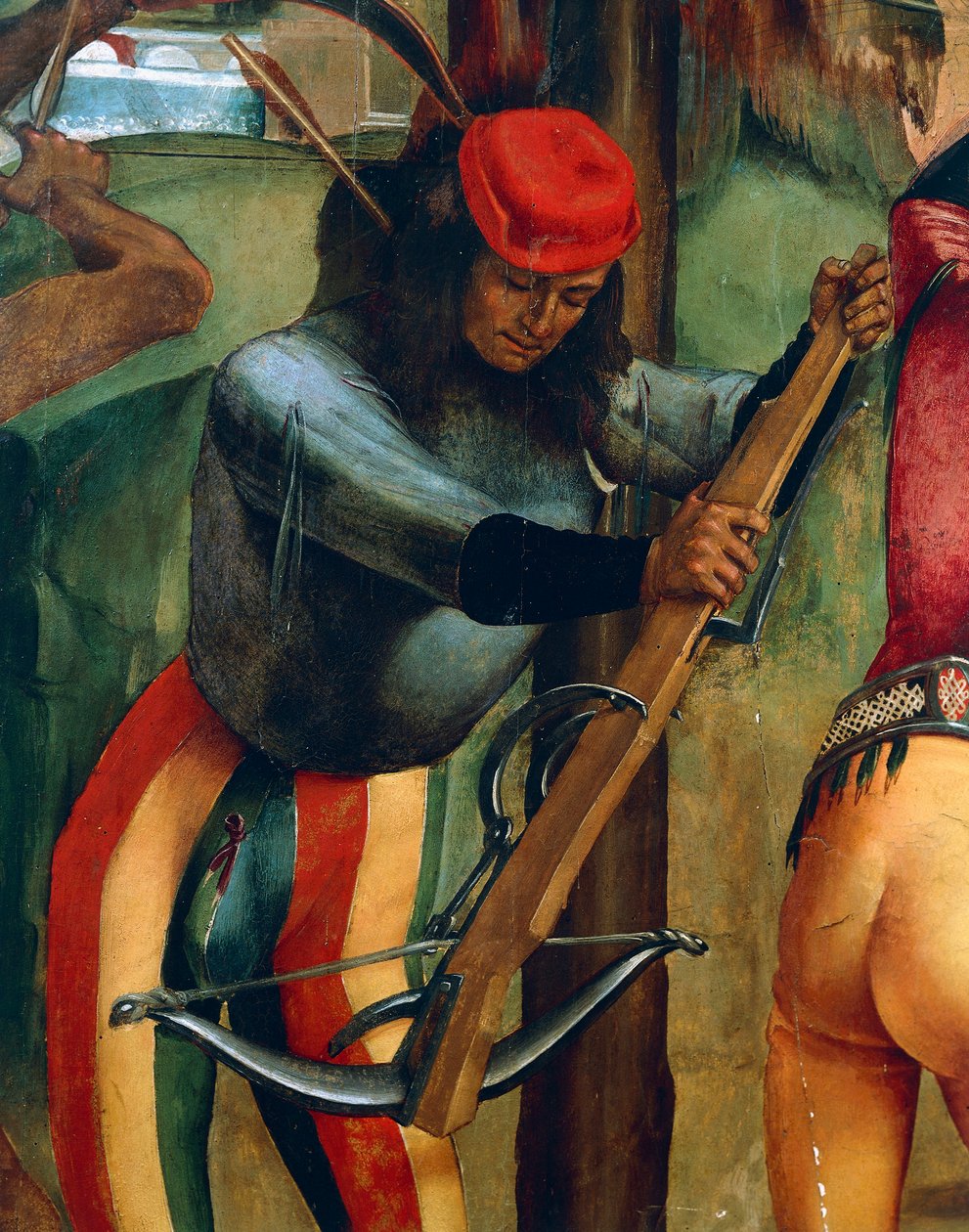 Crossbowman, detalj fra Martyrdom of St Sebastian, av Luca Signorelli (1445-1523) av Luca Signorelli