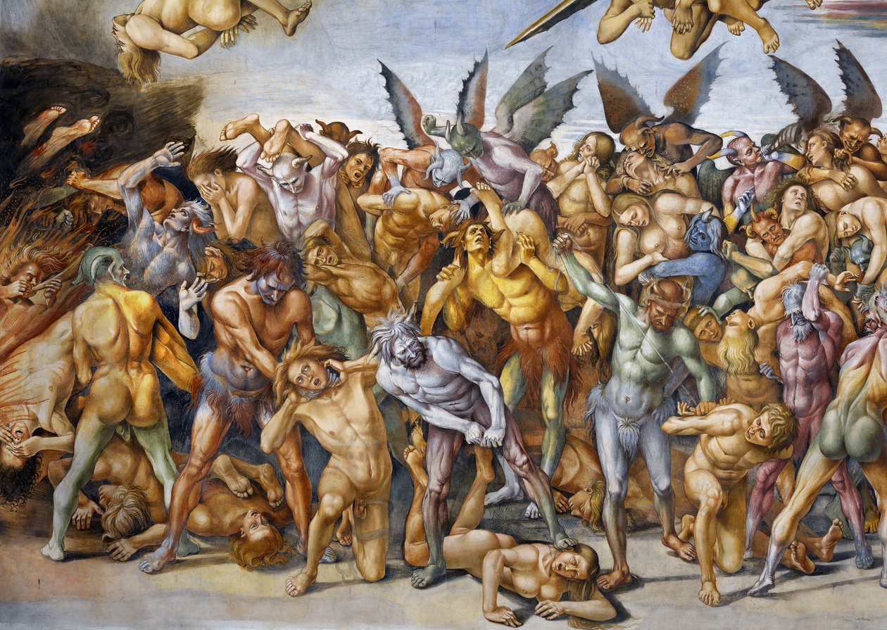 Damned in hell, fra Last Judgment fresco cycle av Luca Signorelli