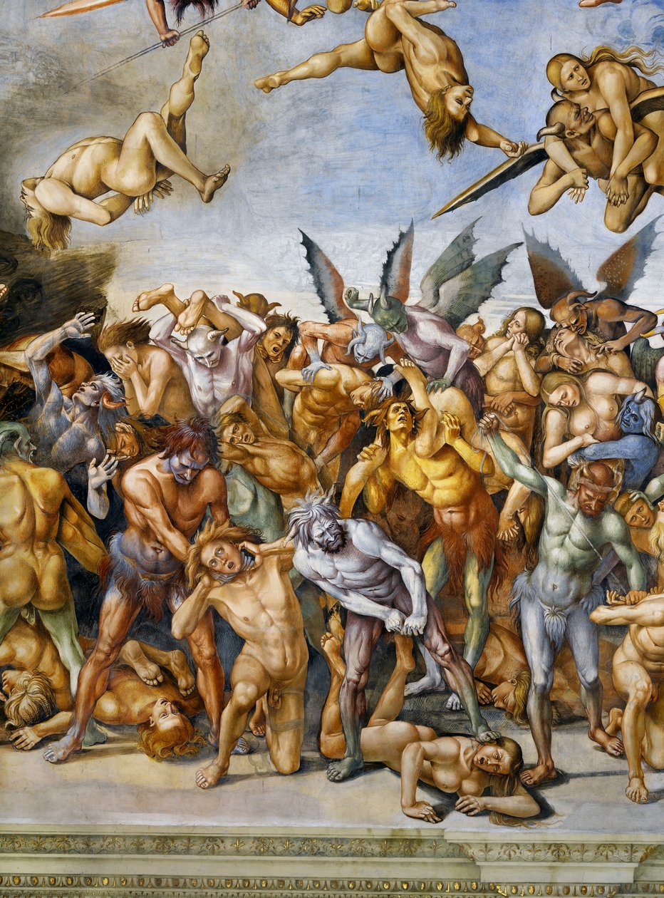 Damned in hell, fra Last Judgment fresco cycle av Luca Signorelli
