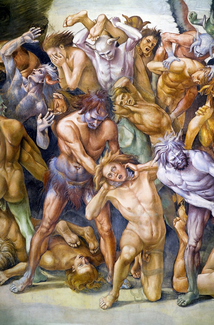 Damned in hell, fra Last Judgment fresco cycle av Luca Signorelli