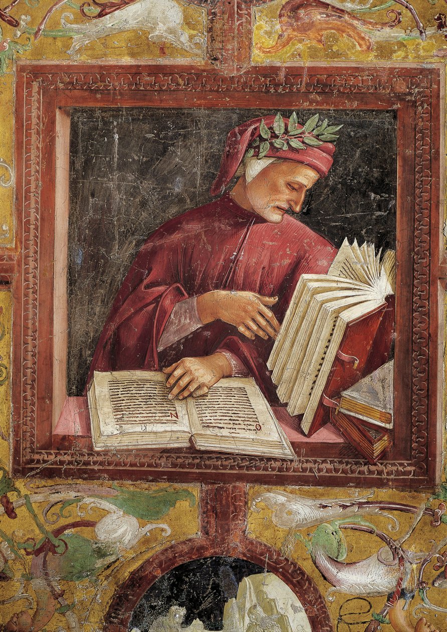 Italia, Umbria-regionen, Orvieto, katedralkapellet i San Brizio, Dante Alighieri av Luca Signorelli av Luca Signorelli