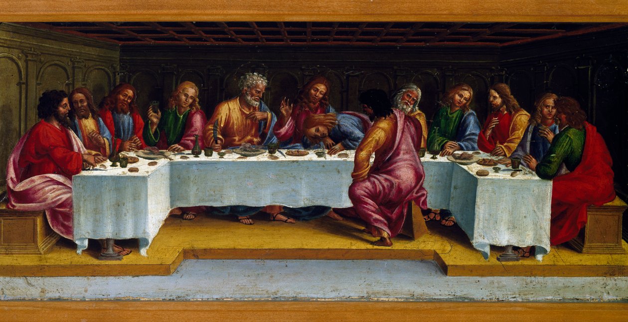 Historier om Kristus, nattverden, av Luca Signorelli (ca 1445-1523), maleri. av Luca Signorelli