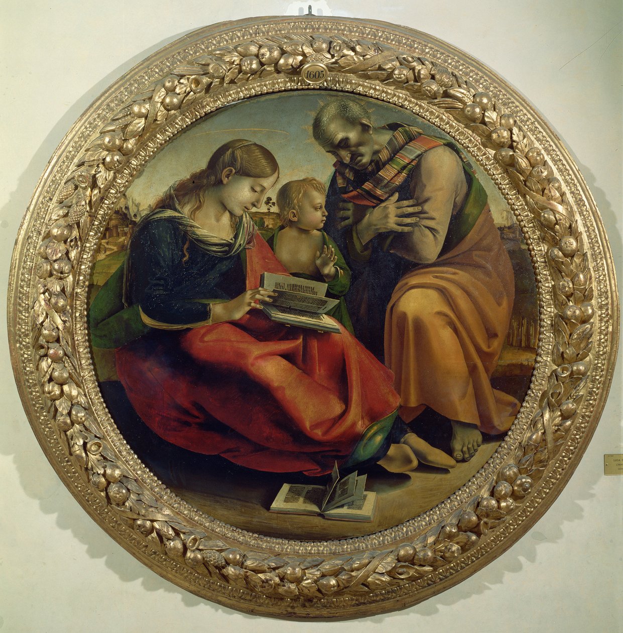 Den hellige familie, ca. 1485 av Luca Signorelli