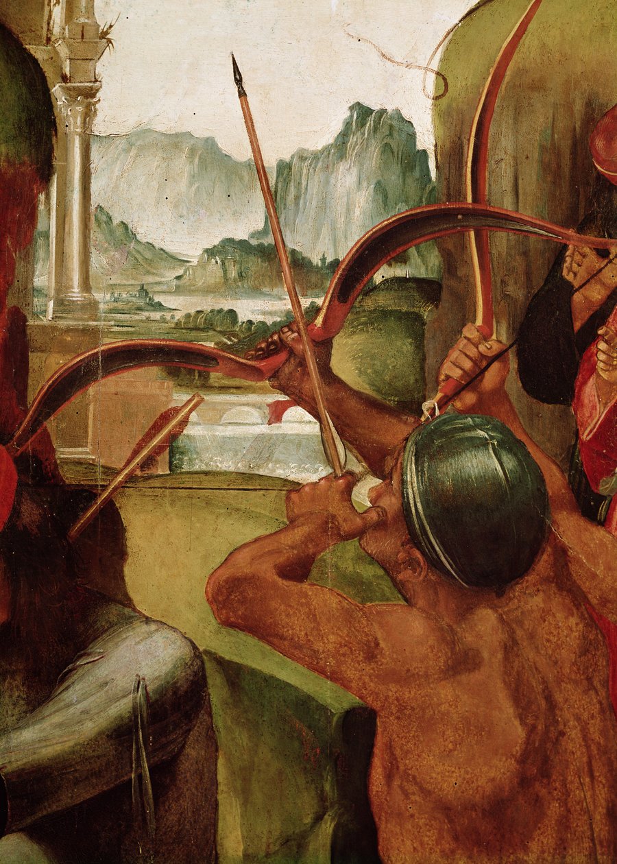 The Martyrdom of St. Sebastian, detalj av en bueskytter (detalj av 165896) av Luca Signorelli