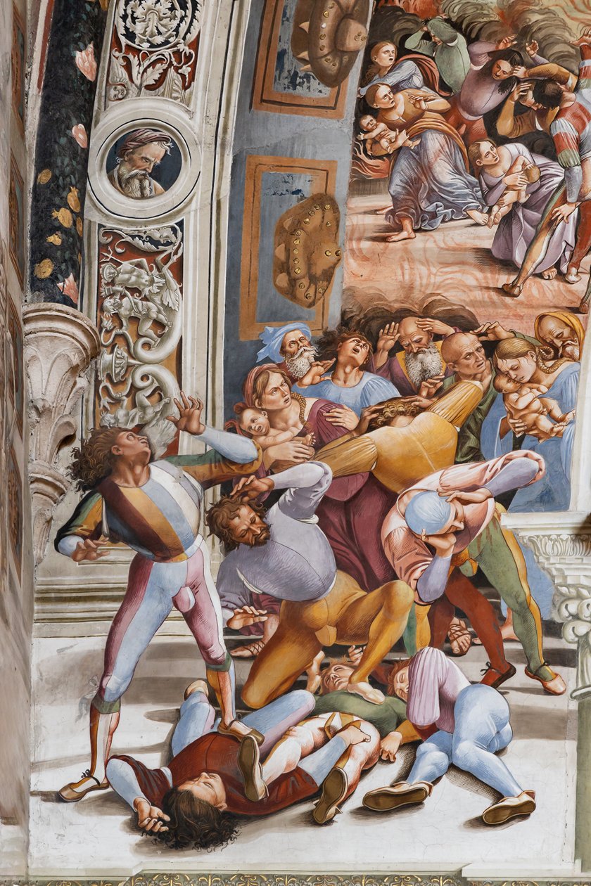 Interiøret, Chapel Nova eller St. Brizio Chapel, nordveggen: "Pandemonium", detalj av Luca Signorelli