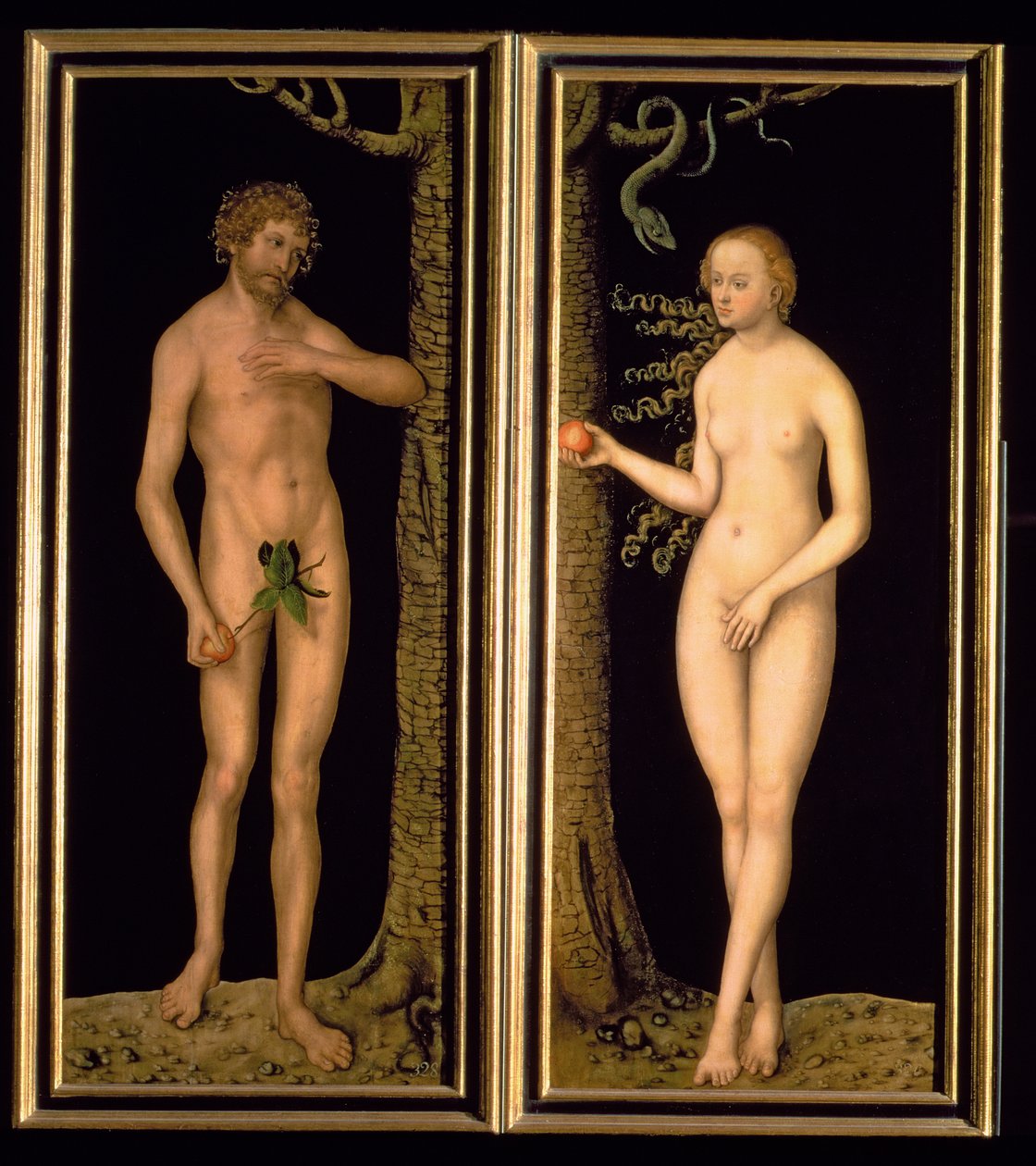 Adam og Eva, 1537 (panel) av Lucas Cranach the Elder
