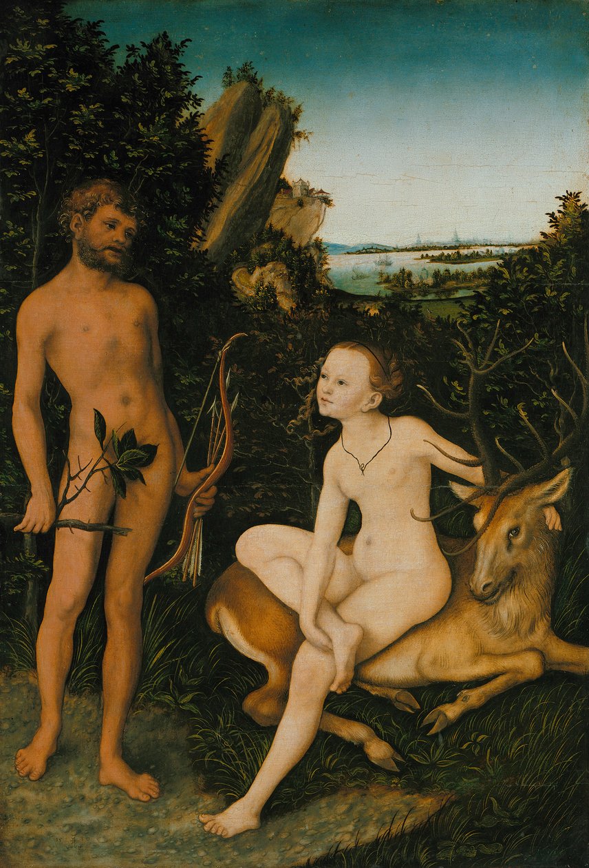 Apollo og Diana i et skogkledd landskap av Lucas Cranach the Elder
