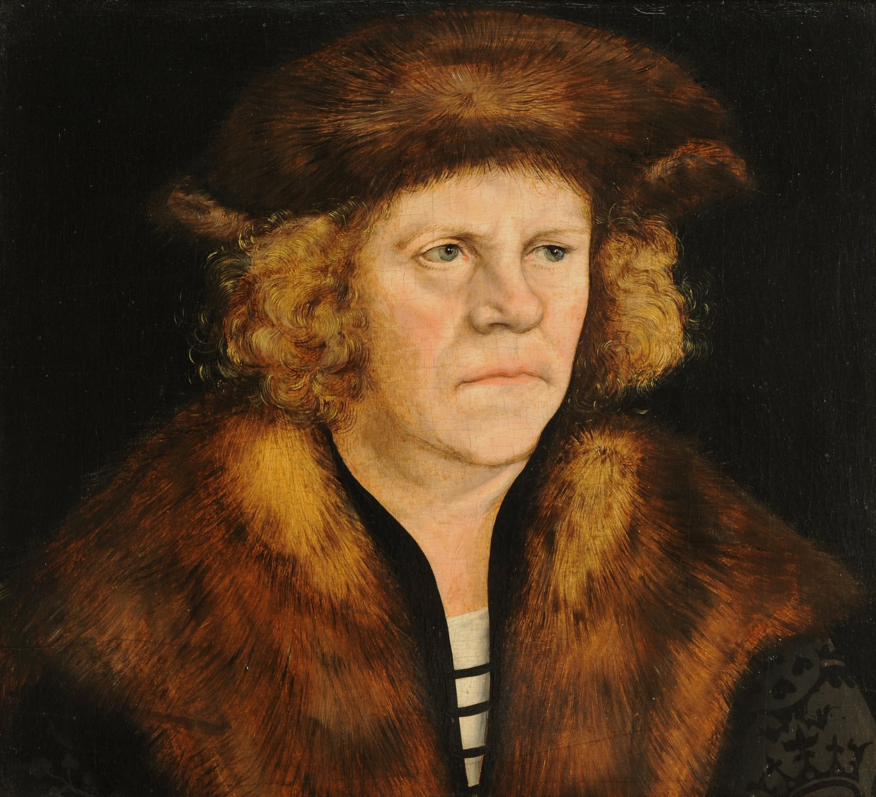 Portrett av en mann i en brun pelsbaret av Lucas Cranach the Elder